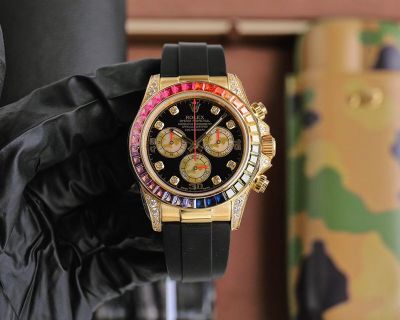 ROLEX Gold Black Replica Daytona Dandong 7750 Movement 40*12.5MM Gold Case Watch